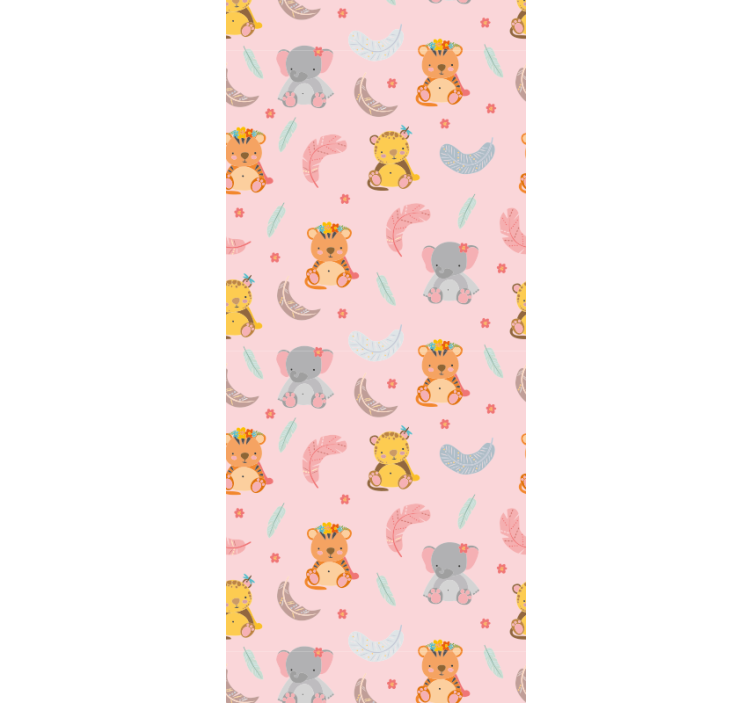 Baby jungle animals wallpaper for the nursery - TenStickers