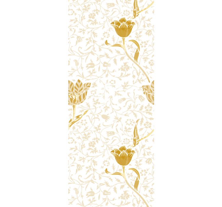 Golden floral design flowers wallpaper - TenStickers
