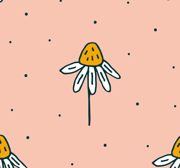 Daisies pattern on pink background wallpaper for the nursery - TenStickers