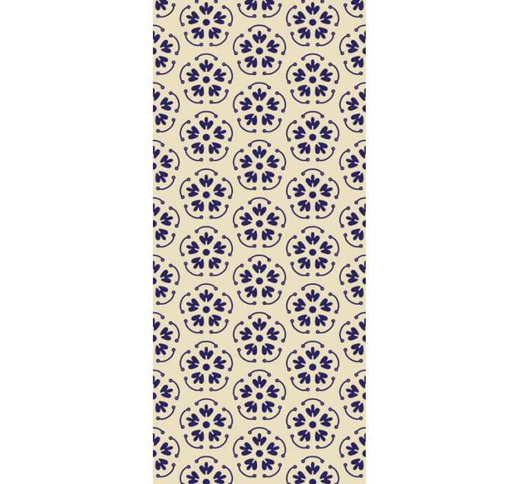 Round blue motifs wallpaper flowery - TenStickers
