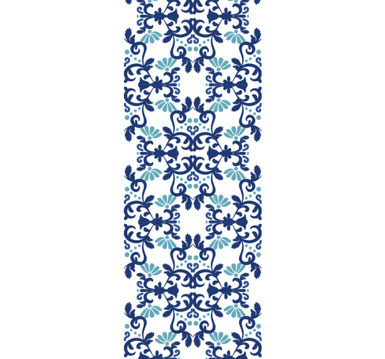 Ornate blue mosaic tiles wallpaper - TenStickers