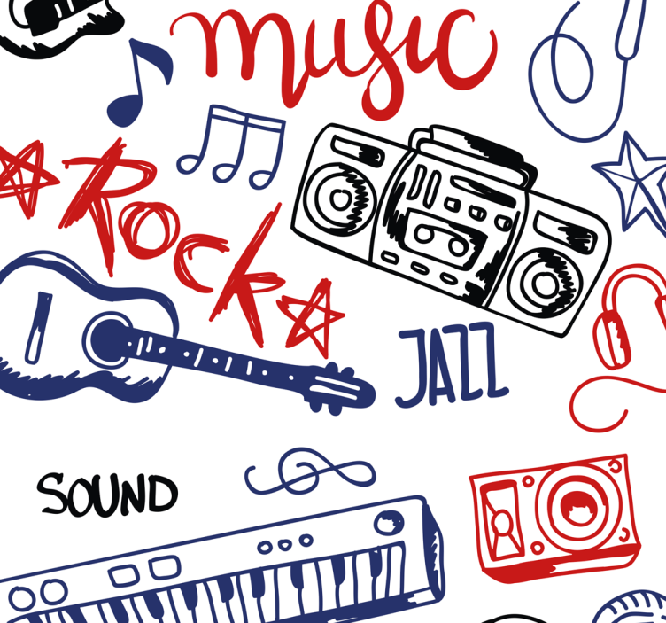 Music Elements text wallpaper - TenStickers