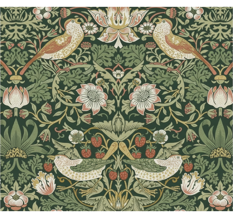 Birds wallpaper morris style bird design - TenStickers