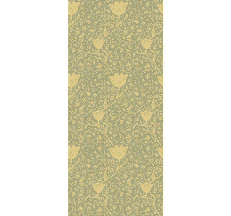 Nature wallpaper with subtle gold and green florals - TenStickers