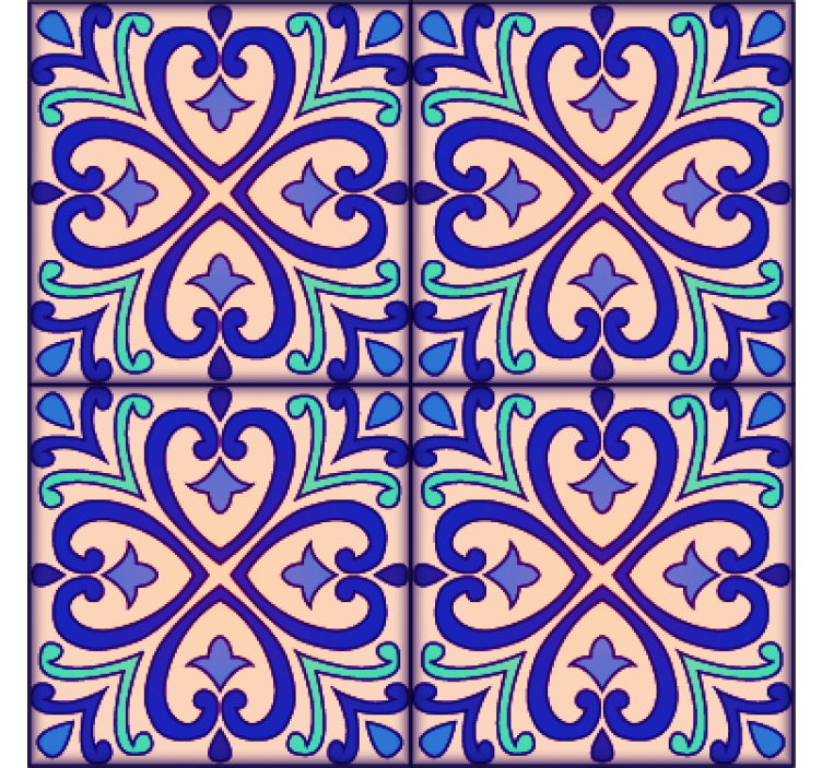 Tiles wallpaper talavera floral design - TenStickers