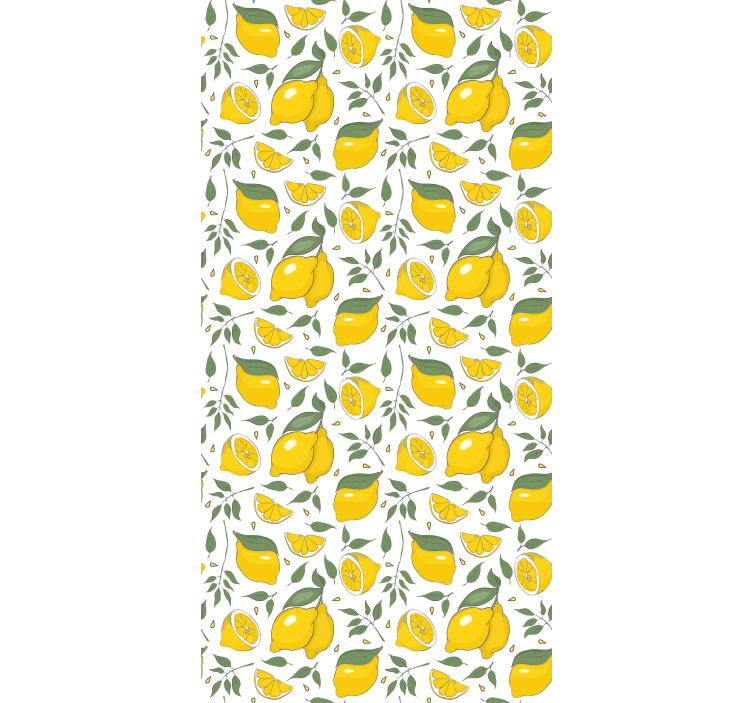 Lemons and cream flowers bedroom wallpaper - TenStickers