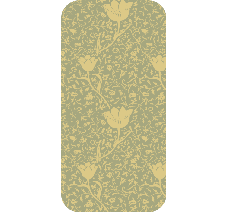Ornamental wallpaper in subtle gold and green floral - TenStickers