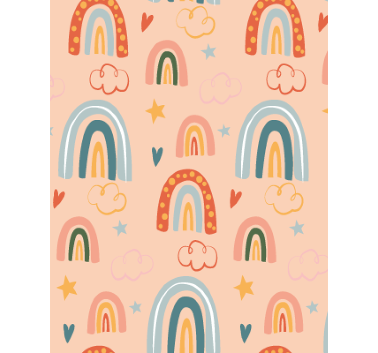 Wallpaper childrens room pastel simple rainbows - TenStickers