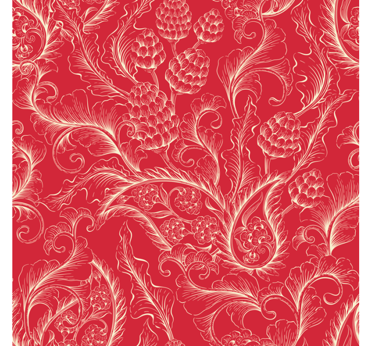 Wallpaper flowery red paisley design - TenStickers
