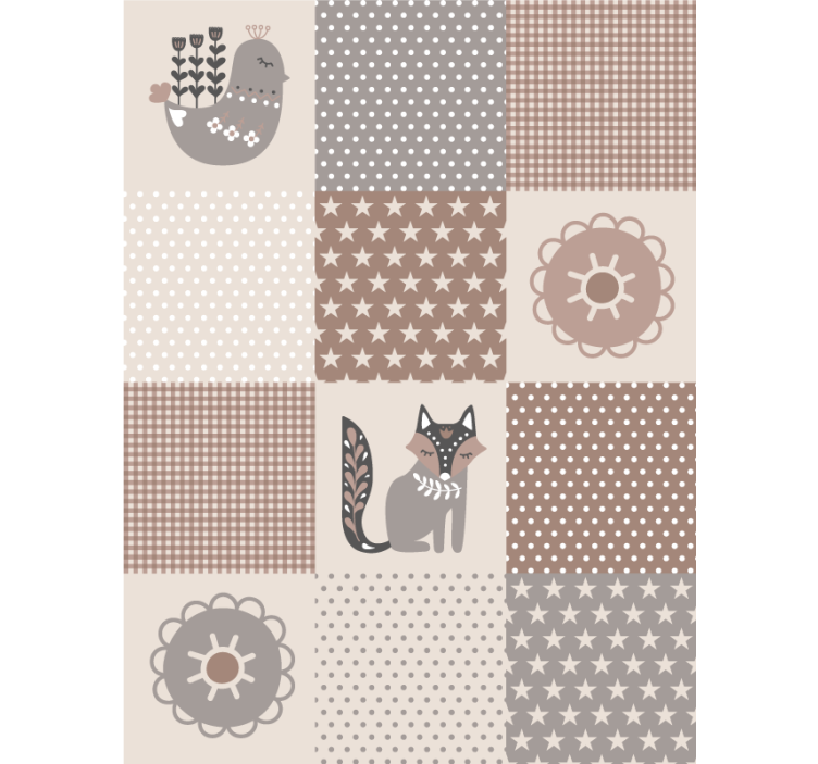 Cute animal wallpaper featuring nordic animals and tiles - TenStickers