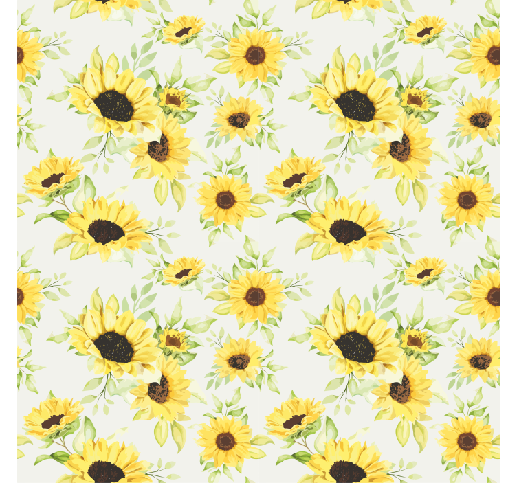 Wallpaper patterns beautiful watercolor sunflower - TenStickers