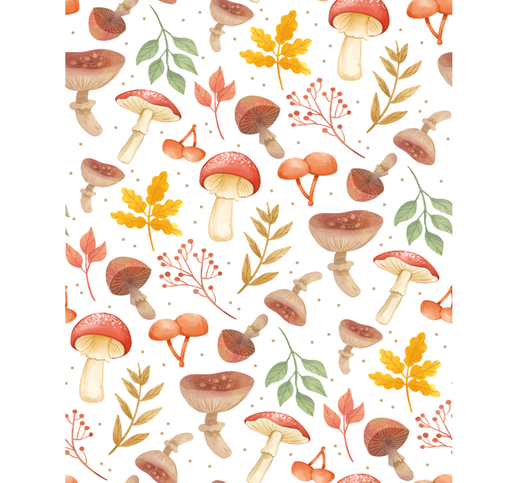 Wallpaper patterns hand painted mushroom design - TenStickers
