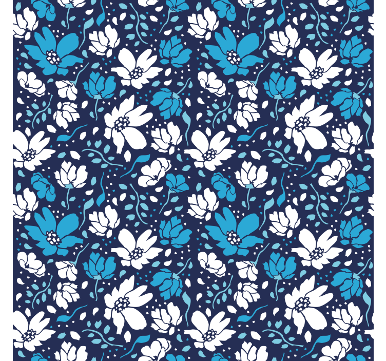 Wallpaper patterns white daisies on blue background - TenStickers