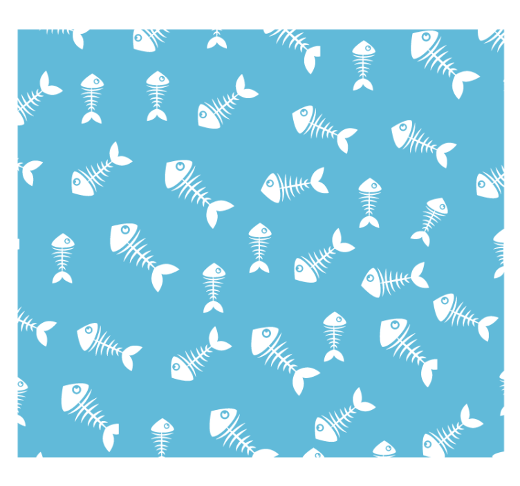 Cute animal wallpaper fish bones design - TenStickers
