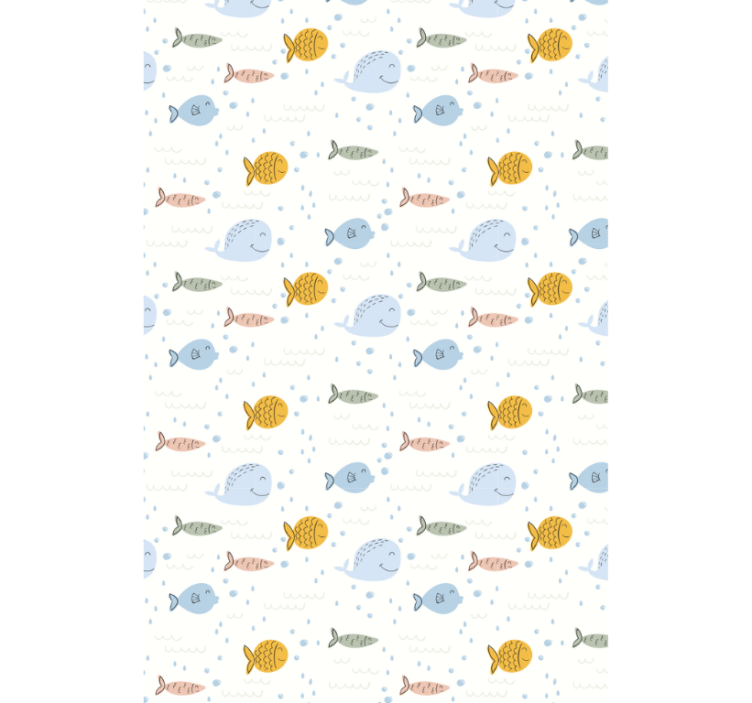 Cute animal wallpaper featuring colorful cartoon fish - TenStickers