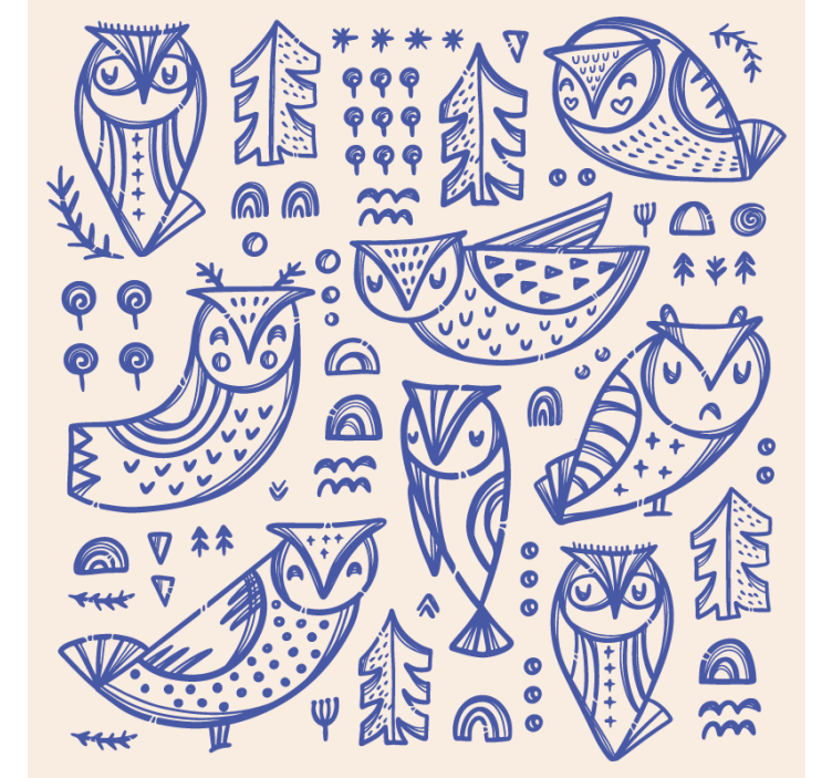 Cute animal wallpaper cute blue owl face design - TenStickers