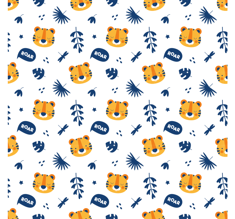 Cute animal wallpaper with tiger cubs and dragonflies - TenStickers