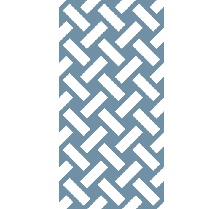 Dining room wallpaper geometric blue square pattern - TenStickers