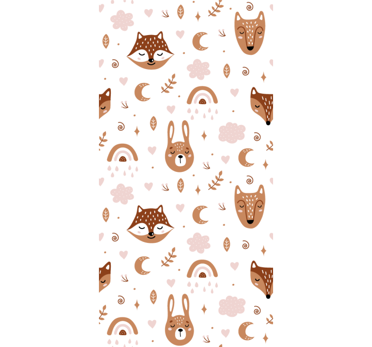 Wallpaper childrens room cute brown animals and rainbows - TenStickers
