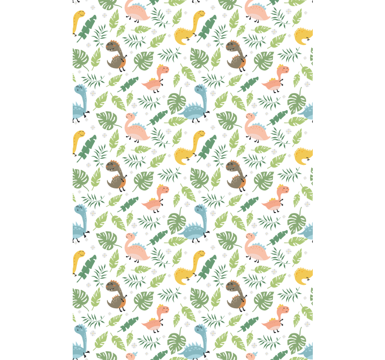 Wallpaper childrens room pastel dinosaur forest pattern - TenStickers