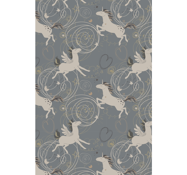 Wallpaper childrens room with pegasus unicorns on dark - TenStickers
