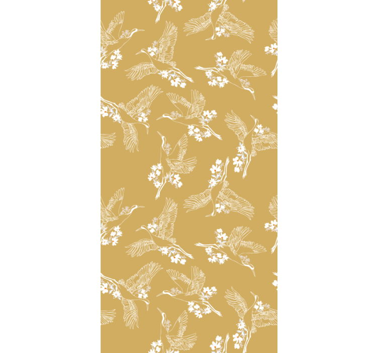 Wallpaper childrens room japanese flowers and birds - TenStickers