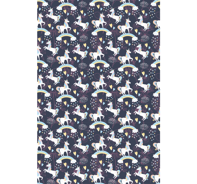 Floral pink unicorns wallpaper childrens room - TenStickers