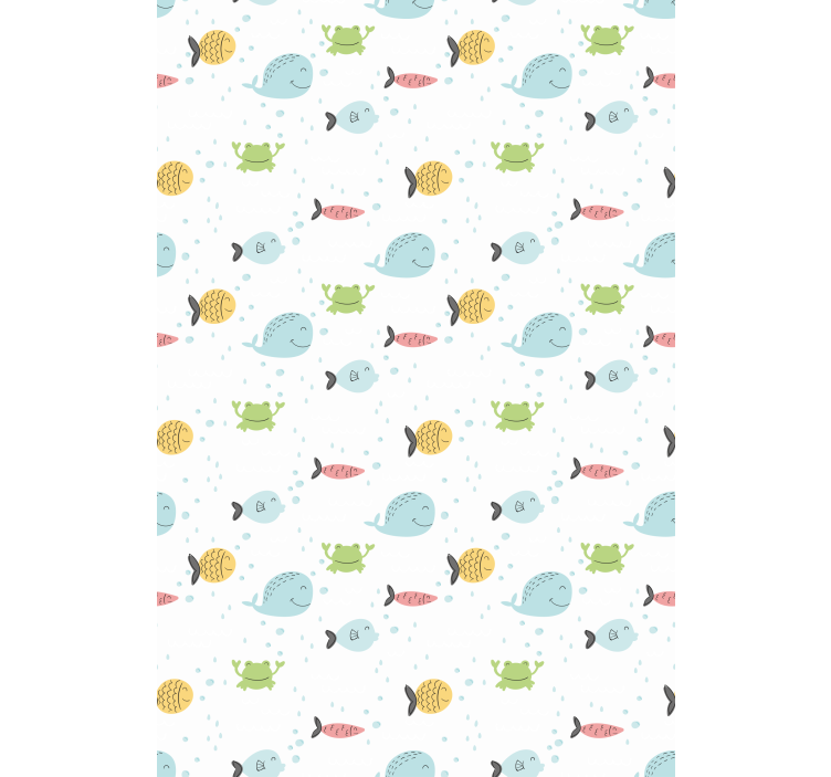 Wallpaper childrens room colorful fish on white - TenStickers