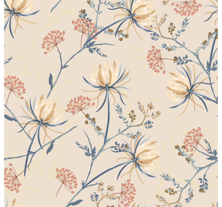Living room wallpaper floral pattern accents - TenStickers