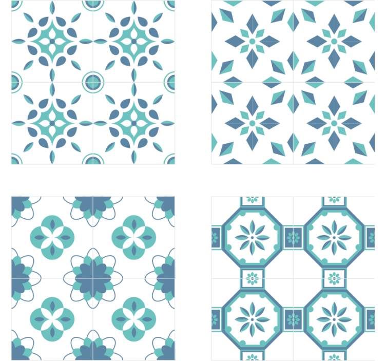 Tiles wallpaper floral tile pattern - TenStickers