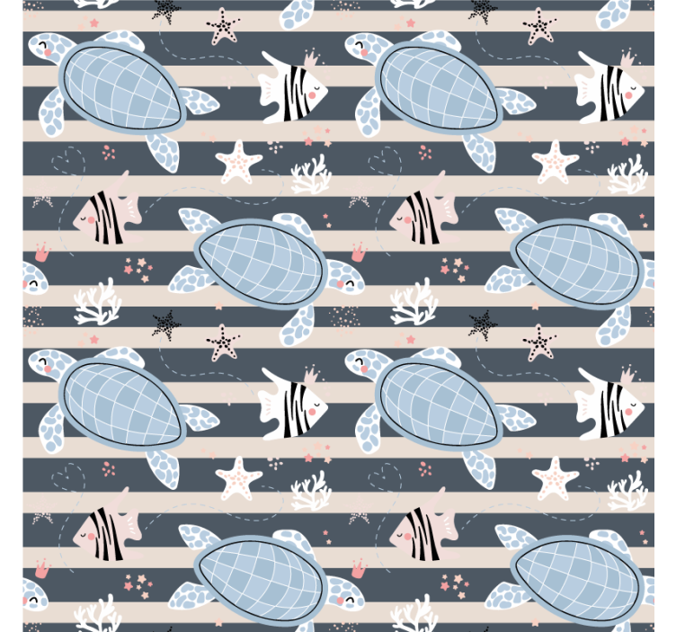 Vintage wallpaper turtle pattern design - TenStickers