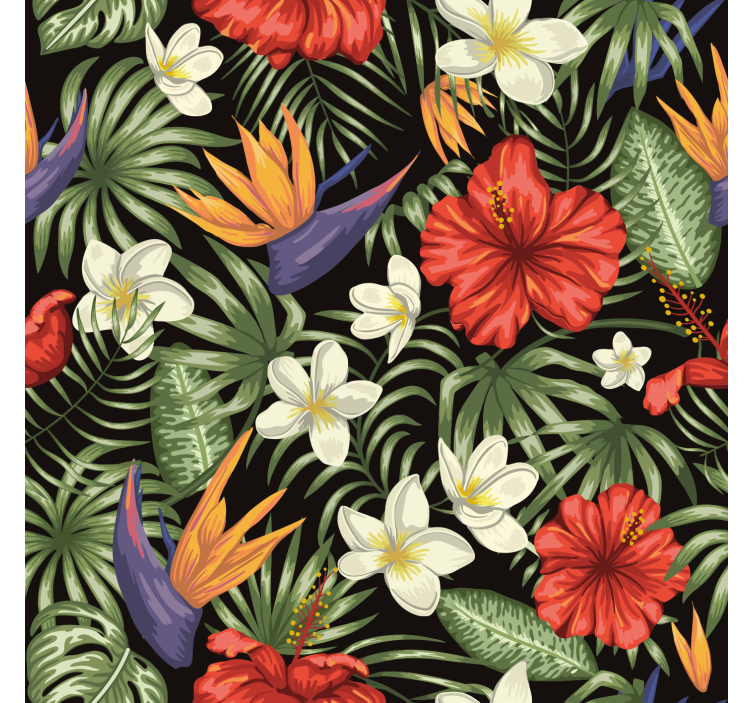 Flowers wallpaper tropical jungle plants design - TenStickers