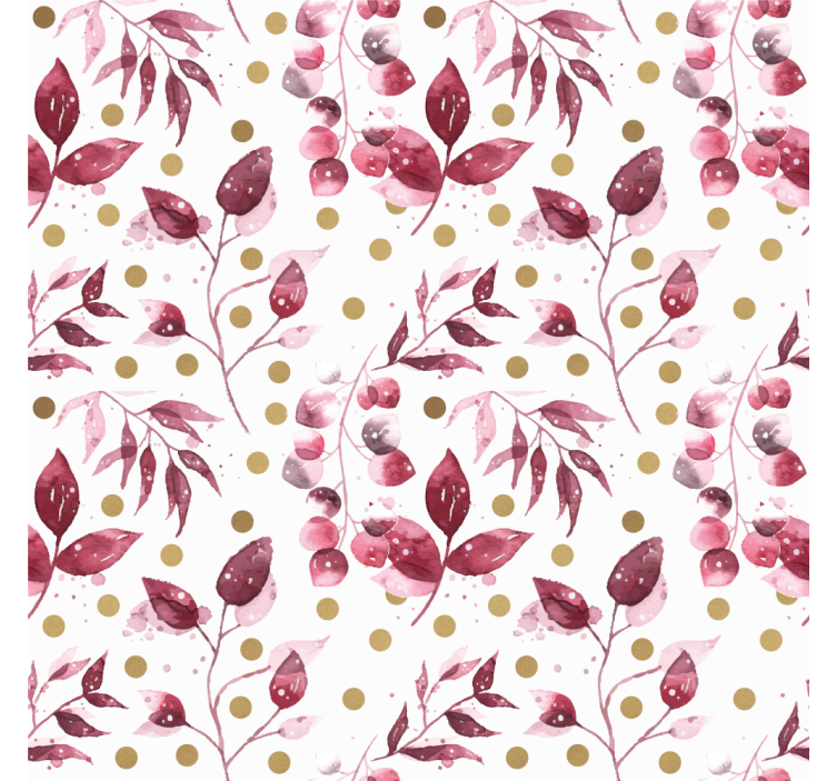 Flowers wallpaper burgundy leaves with golden dots - TenStickers