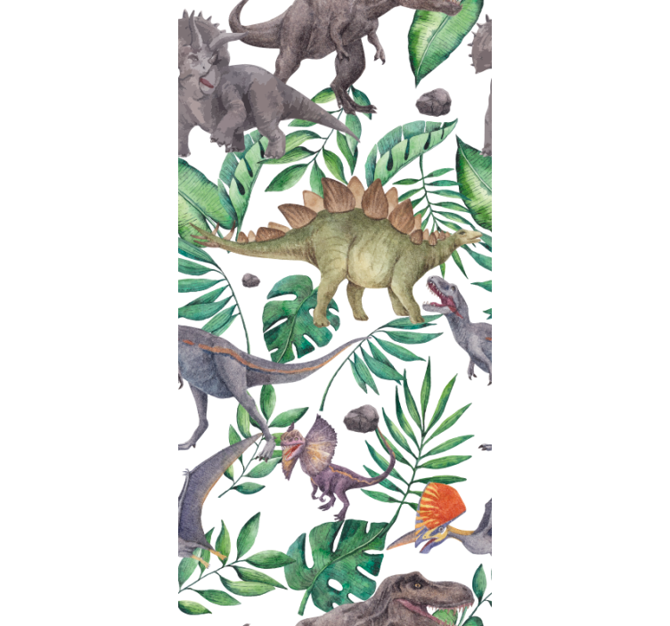Dino wallpaper jurassic watercolor design - TenStickers