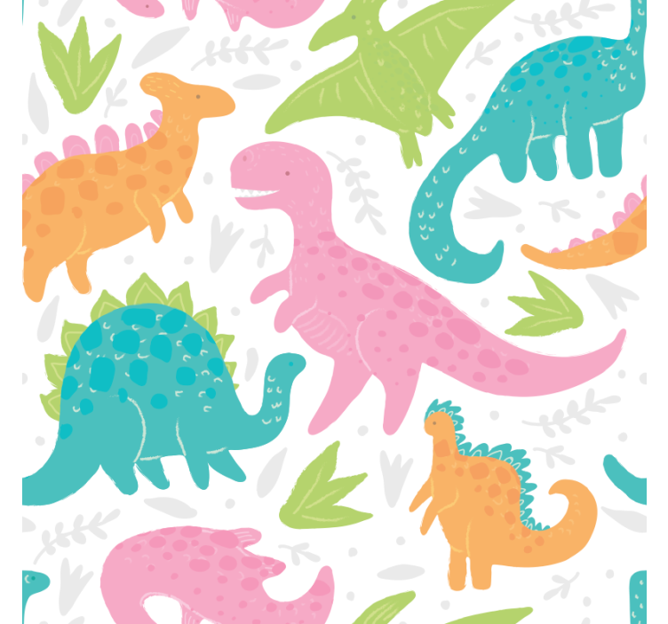 Dino wallpaper in soft pastel colors - TenStickers