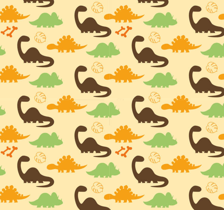 Dino wallpaper on a beige background - TenStickers