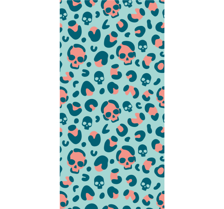 Modern wallpaper blue and pink skull leopard print - TenStickers
