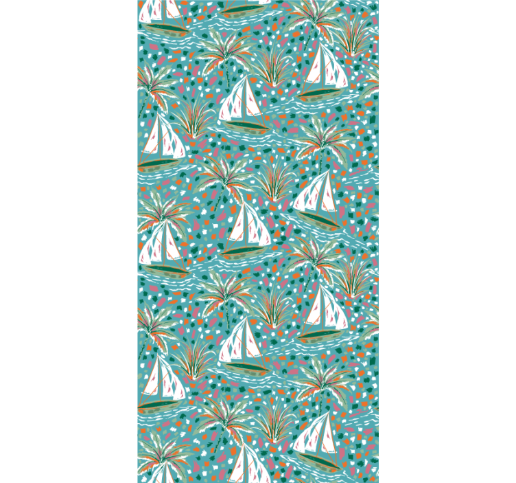 Modern wallpaper watercolor ships pattern - TenStickers