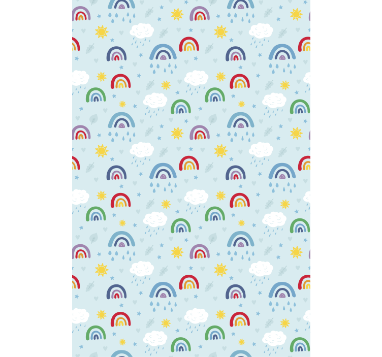 Blue rainbows and clouds wallpaper childrens room - TenStickers