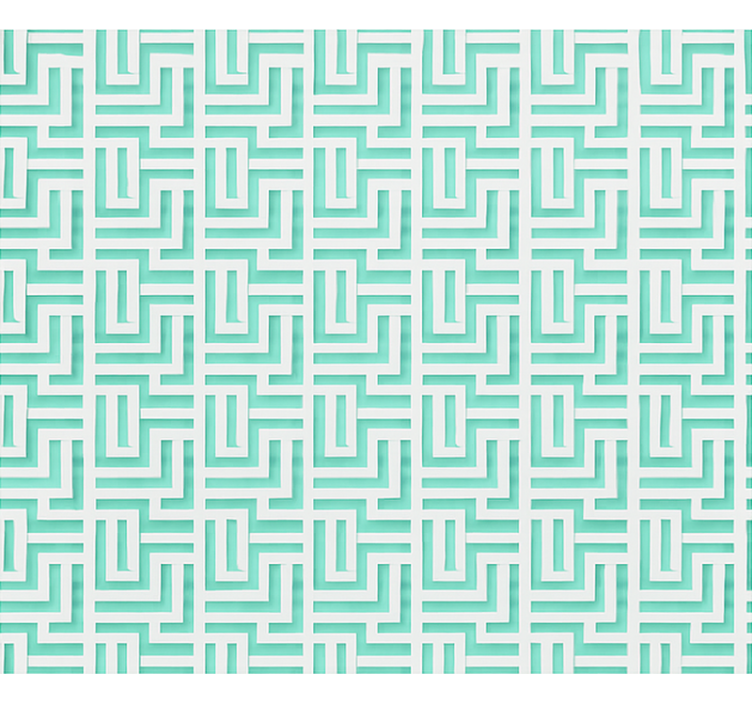 Dining room wallpaper with blue geometric squares effect - TenStickers