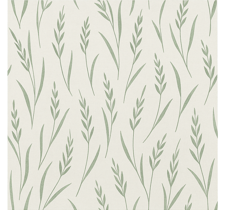 Dining room wallpaper with green wheat leaves print - TenStickers