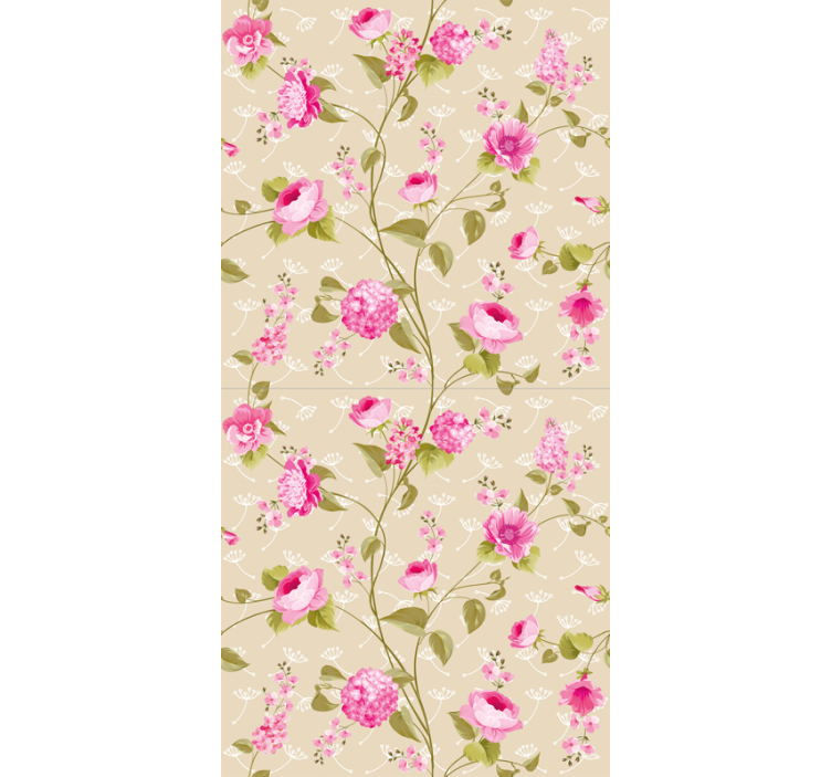 Dining room wallpaper pink floral vine design - TenStickers