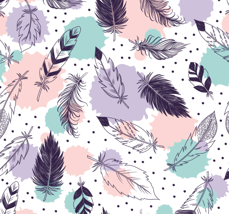 Bathroom wallpaper boho feather pattern - TenStickers