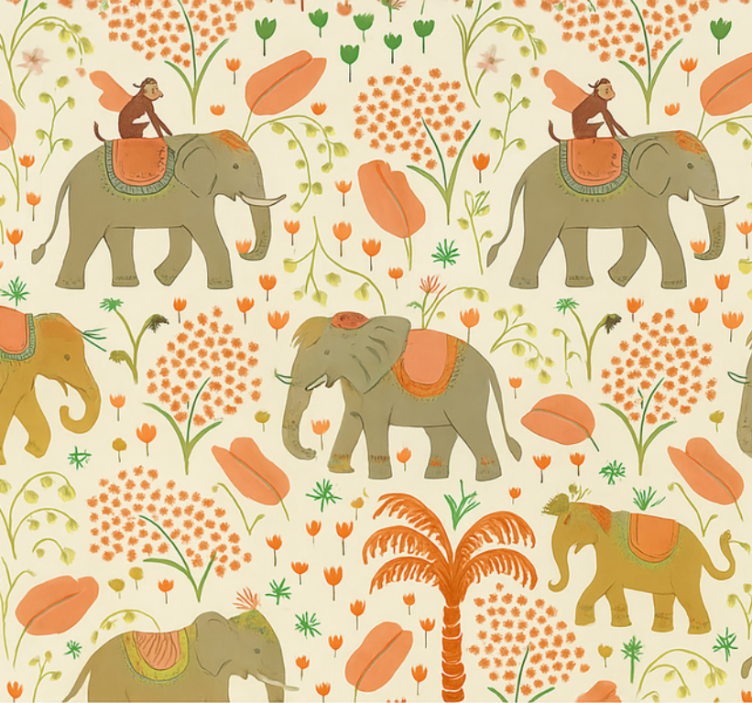 Master bedroom wallpaper indian elephant adventure - TenStickers