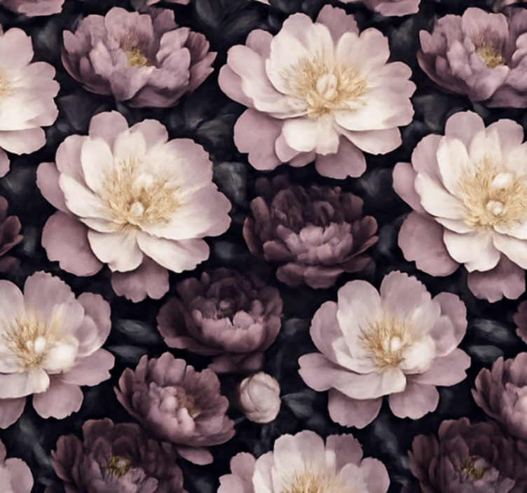 Living room wallpaper dark floral design - TenStickers