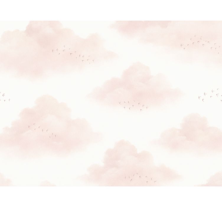 Wallpaper childrens room pink clouds - TenStickers