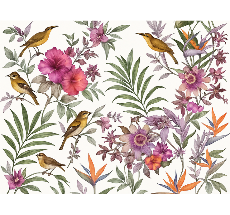 Master bedroom wallpaper colorful forest design - TenStickers