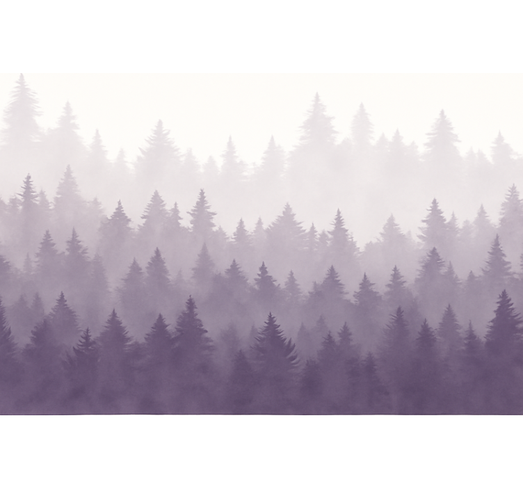Landscape wallpaper purple mist forest - TenStickers
