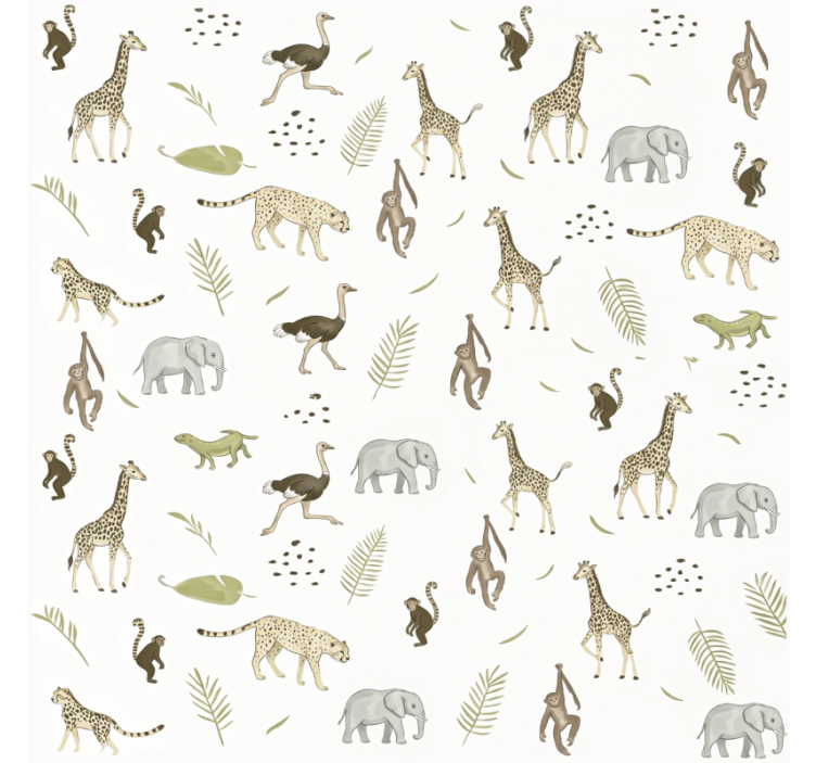 Wallpaper childrens room savanna animals for kids - TenStickers