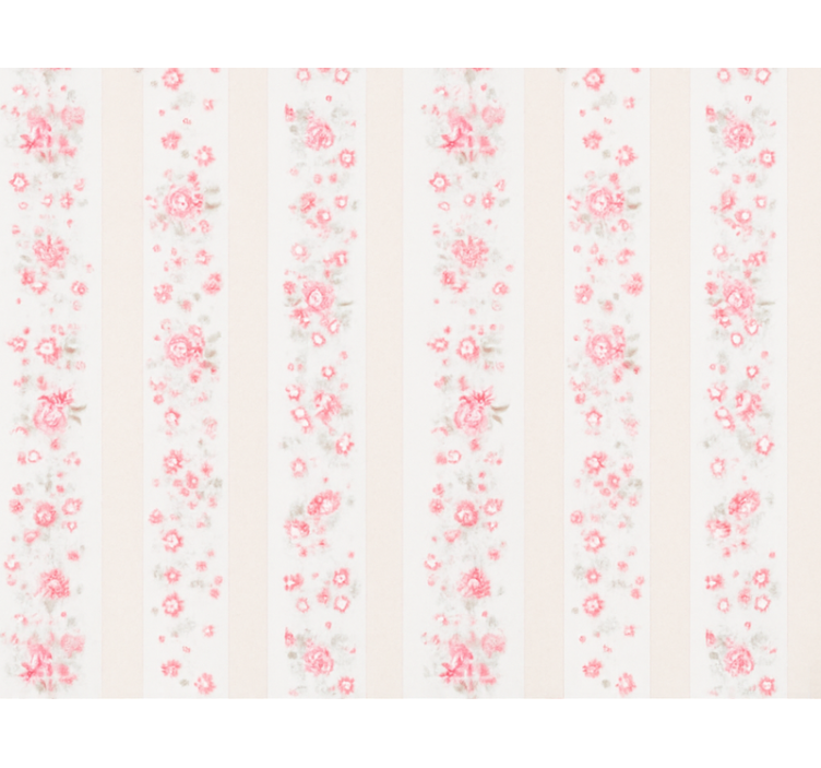 Wallpaper childrens room pink retro floral stripes - TenStickers